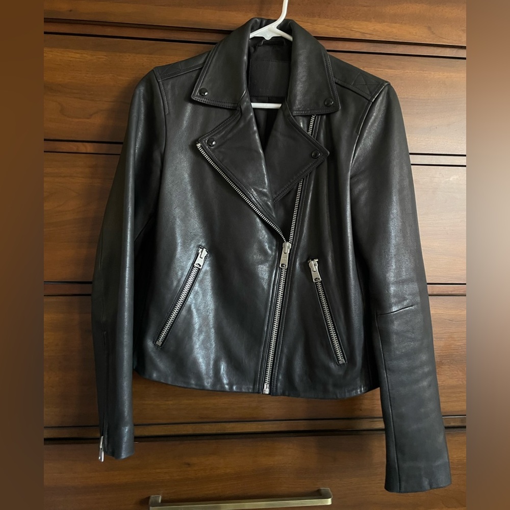 Dalby All Saints Leather Jacket size 6 Lambskin